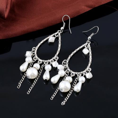 Tibetan Style Drop Earrings, with Plastic, handmade, fashion jewelry & for woman, more colors for choice, 70x30mm, Sold By Pair