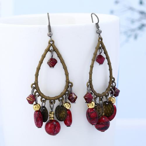 Zinc Alloy Drop Earrings with Plastic handmade fashion jewelry & for woman Sold By Pair
