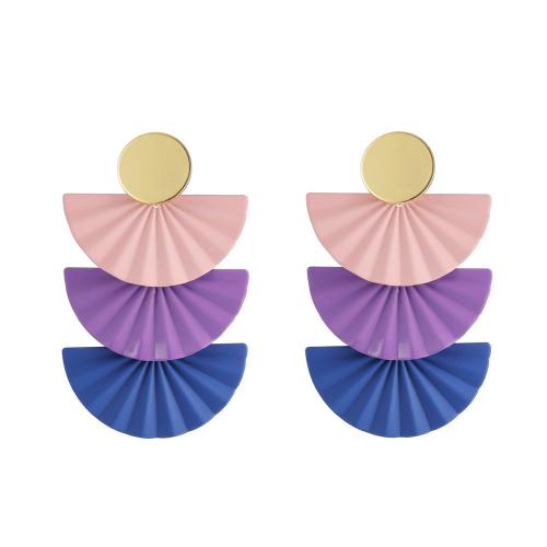 Tibetan Style Stud Earring, Fan, painted, fashion jewelry & for woman, more colors for choice, nickel, lead & cadmium free, 55x35mm, Sold By Pair