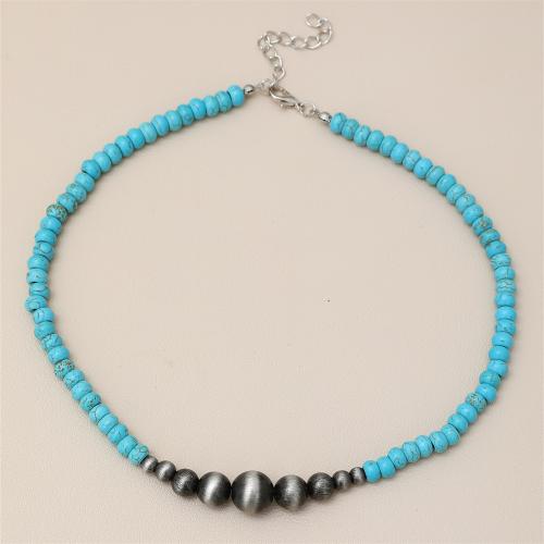 CCB Necklaces Zinc Alloy with turquoise & Copper Coated Plastic with 5cm extender chain fashion jewelry & for woman nickel lead & cadmium free Length Approx 49 cm Sold By PC