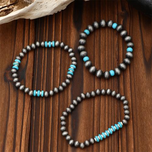 CCB Bracelets, Copper Coated Plastic, with turquoise, three pieces & fashion jewelry & for woman, Sold By Set