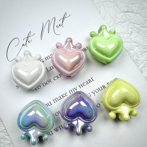 Plated Acrylic Beads, Heart, UV plating, DIY, more colors for choice, 22x24mm, Approx 200PCs/Bag, Sold By Bag