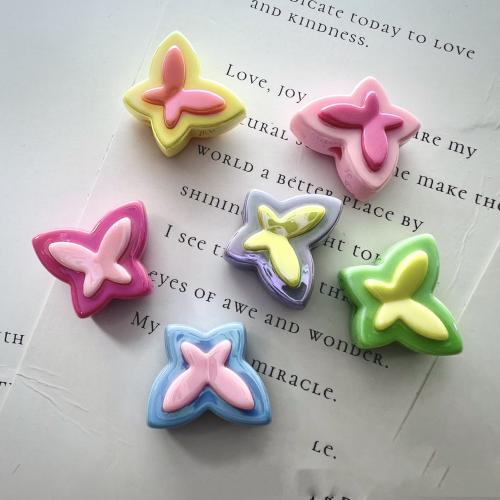 Plated Acrylic Beads, Butterfly, colorful plated, DIY & two tone, more colors for choice, 17x20mm, Approx 200PCs/Bag, Sold By Bag