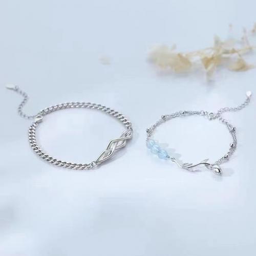 Quelques Bracelet à et Bangle, laiton, avec pierre gemme, Placage, unisexe & styles différents pour le choix, argent, Vendu par PC