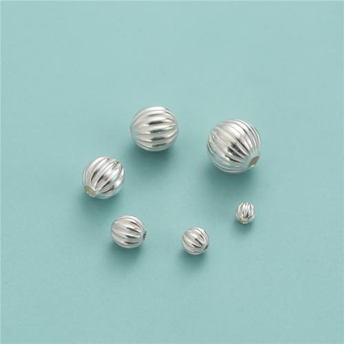 925 Sterling Silber Perlen, 925er Sterling Silber, Wassermelone, DIY & verschiedene Größen vorhanden, Silberfarbe, verkauft von PC