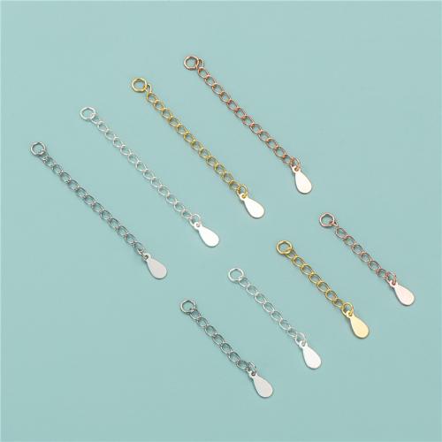 925 Sterling Silver Extender Chain, Teardrop, plated, DIY & different size for choice, more colors for choice, Sold By PC