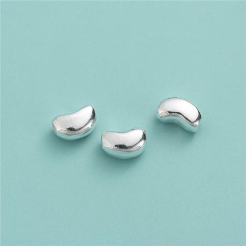 925 Sterling Silver Beads, Bean, DIY, silver color, 8.80x5.60mm, Hole:Approx 1.8mm, Sold By PC