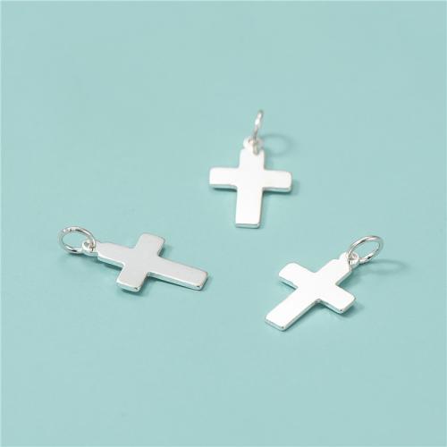 925 Sterling Silver Pendant Cross DIY silver color Sold By PC