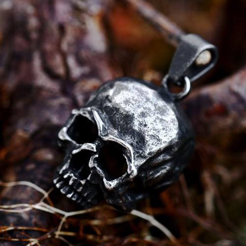 Titanium Steel Pendants, Skull, polished, vintage & DIY & blacken, 23.30x39.10mm, Sold By PC