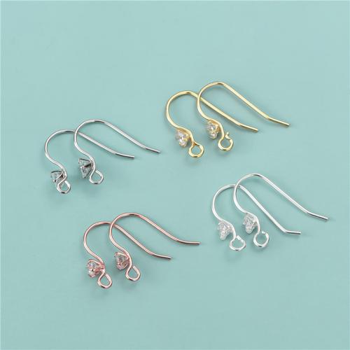 925 Sterling Silver Hook Earwire plated DIY & with rhinestone Approx 1.5mm Sold By Pair