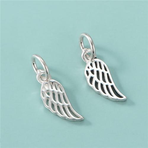 925 Sterling Silver Pendant, Wing Shape, DIY & hollow, more colors for choice, 5.50x13.50mm, Hole:Approx 4mm, Sold By PC