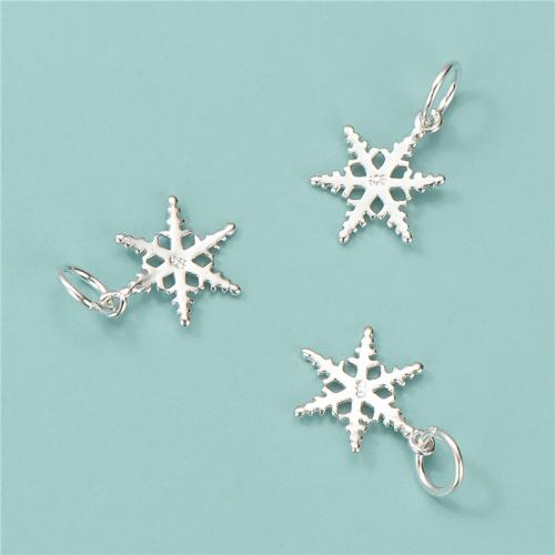 925 Sterling Silver Pendant Snowflake polished DIY silver color Approx 3.5mm Sold By PC