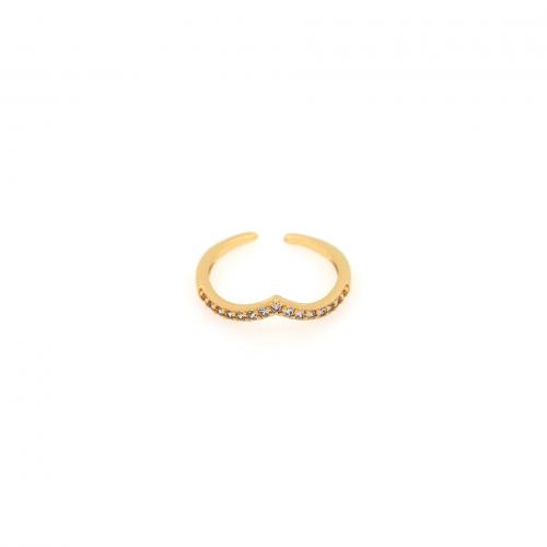 Krychlový Circonia Micro vydláždit mosazný prsten, Mosaz, Srdce, 18K pozlacené, módní šperky & micro vydláždit kubické zirkony & pro ženy, nikl, olovo a kadmium zdarma, inner diameter:17~20mm, Prodáno By PC