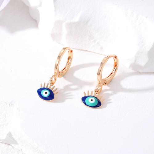 Evil Eye Earrings Zinc Alloy gold color plated fashion jewelry & for woman & enamel nickel lead & cadmium free Sold By Pair