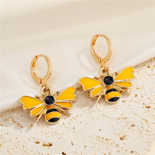 Tibetan Style Drop Earrings, Bee, gold color plated, fashion jewelry & for woman & enamel, more colors for choice, nickel, lead & cadmium free, 20mm, Sold By Pair