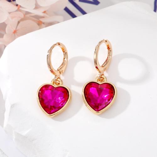 Zinc Alloy Drop Earrings, Heart, gold color plated, fashion jewelry & micro pave cubic zirconia & for woman, more colors for choice, nickel, lead & cadmium free, Sold By Pair