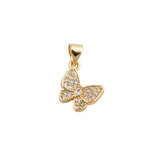 Brass Jewelry Set, Butterfly, different styles for choice & micro pave cubic zirconia & for woman, golden, nickel, lead & cadmium free, pendant 14.5*11.5mm,  stud earring 9.5*11.5mm, Sold By PC
