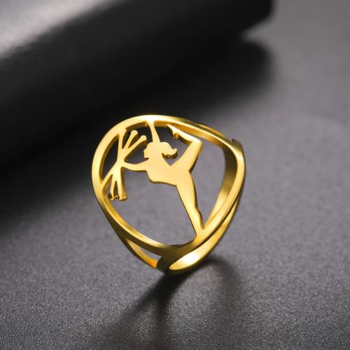 Vinger Ring in edelstaal, 304 roestvrij staal, plated, verschillende grootte voor keus & voor vrouw & hol, meer kleuren voor de keuze, Verkocht door PC