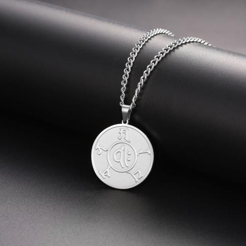 Stainless Steel Jewelry Necklace, 304 Stainless Steel, with 5CM extender chain, Round, plated, fashion jewelry & for woman, more colors for choice, Length:45 cm, Sold By PC