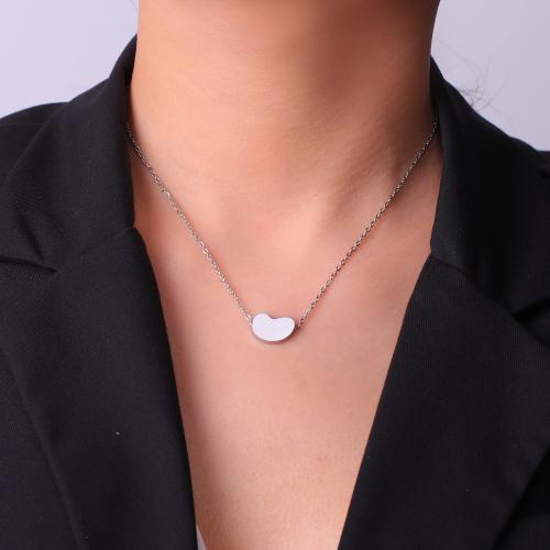 Stainless Steel Jewelry Necklace, 304 Stainless Steel, with 5CM extender chain, Bean, plated, fashion jewelry & for woman, more colors for choice, Length:45 cm, Sold By PC