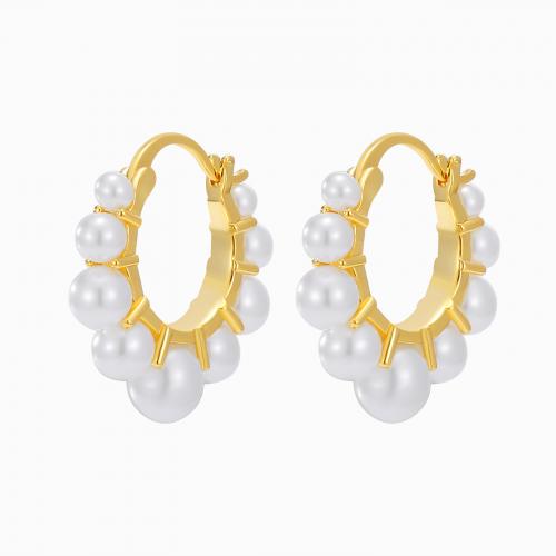 Laiton Leverback boucle d'oreille, avec perle de plastique, Placage, bijoux de mode & pour femme, plus de couleurs à choisir, protéger l'environnement, sans nickel, plomb et cadmium, 23x22mm, Vendu par paire