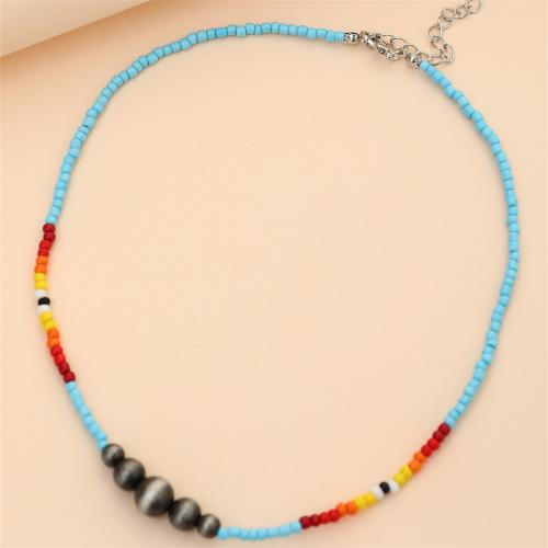 Resin Necklace with Seedbead with 5cm extender chain handmade fashion jewelry & for woman multi-colored Length Approx 41 cm Sold By PC