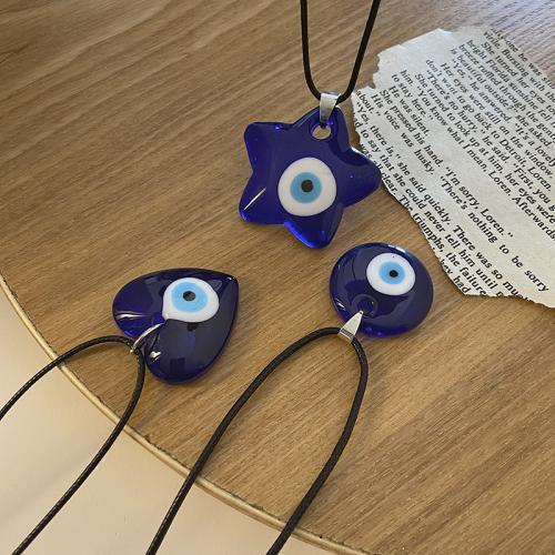 Evil Eye Jewelry Necklace Lampwork with PU Leather Cord with 5cm extender chain painted fashion jewelry & for woman nickel lead & cadmium free Length Approx 44 cm Sold By PC