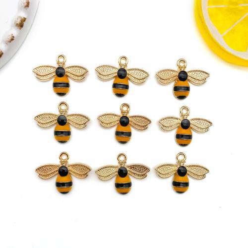 Zinc Alloy Enamel Pendants Bee KC gold color plated DIY nickel lead & cadmium free Sold By PC