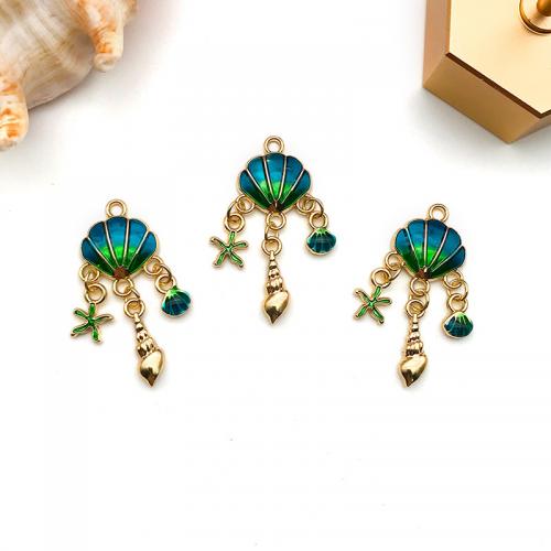Zinc Alloy Enamel Pendants Shell KC gold color plated DIY nickel lead & cadmium free Sold By PC