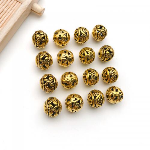 Zinc Alloy Hollow Beads Round plated DIY antique gold color nickel lead & cadmium free 10mm Sold By PC