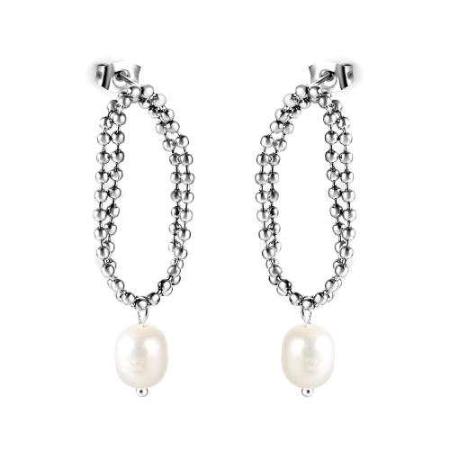 Edelstahl Ohrringe, 304 Edelstahl, mit Kunststoff Perlen, plattiert, Modeschmuck & für Frau & hohl, keine, frei von Nickel, Blei & Kadmium, verkauft von Paar