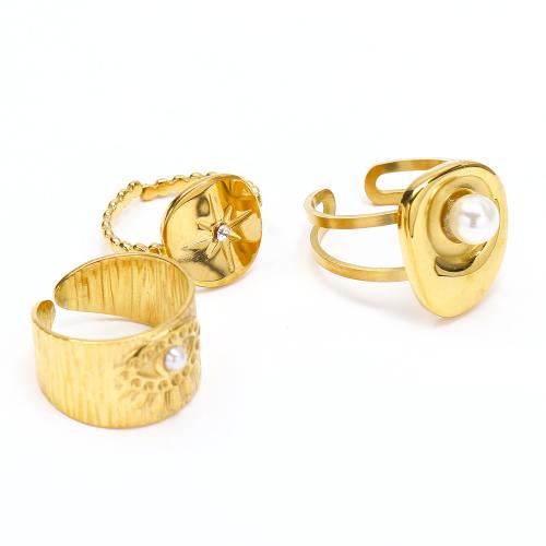 Titanium Čelik Finger Ring, zlatna boja pozlaćen, modni nakit & različitih stilova za izbor & micro utrti kubni cirkonij & za žene, nikal, olovo i kadmij besplatno, Prodano By PC