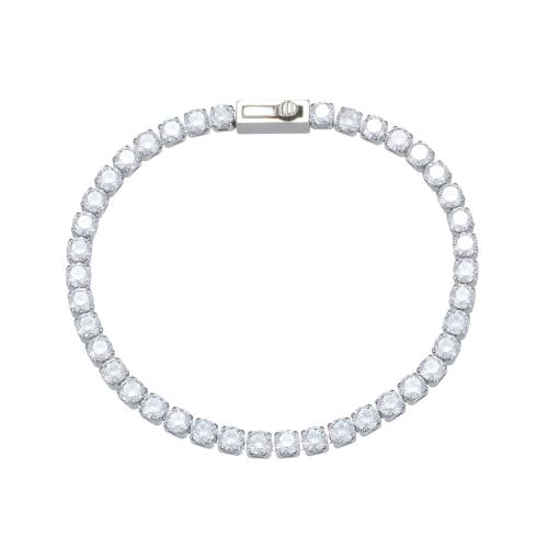 Stainless Steel Jewelry Bracelet, 304 Stainless Steel, plated, Unisex & micro pave cubic zirconia, original color, Length:Approx 18 cm, Sold By PC
