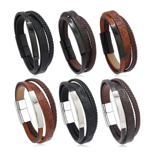 PU Leather Cord Bracelets, Tibetan Style, with PU Leather, handmade, Unisex, more colors for choice, Sold By PC
