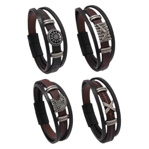 PU Leather Cord Bracelets Zinc Alloy with PU Leather handmade Unisex brown Sold By PC