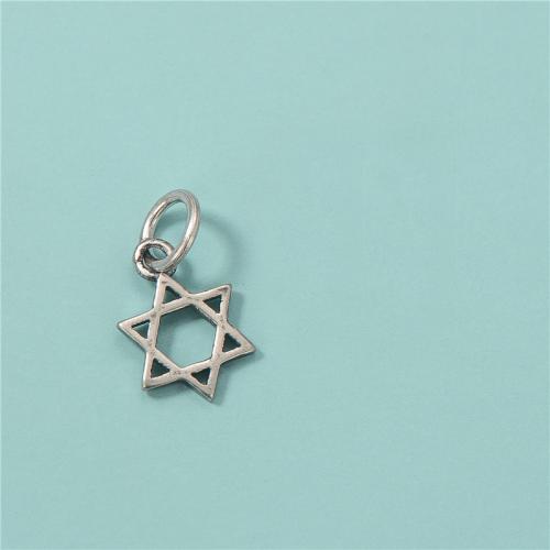 925 Sterling Silver Pendant, Hexagram, vintage & DIY & hollow, 8.20x11.80mm, Hole:Approx 4.7mm, Sold By PC