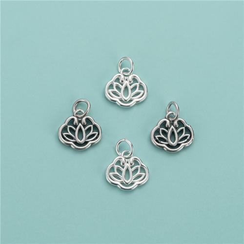 925 Sterling Silver Pendant, Lotus, DIY & hollow, more colors for choice, 12.80x12.30mm, Hole:Approx 3.7mm, Sold By PC