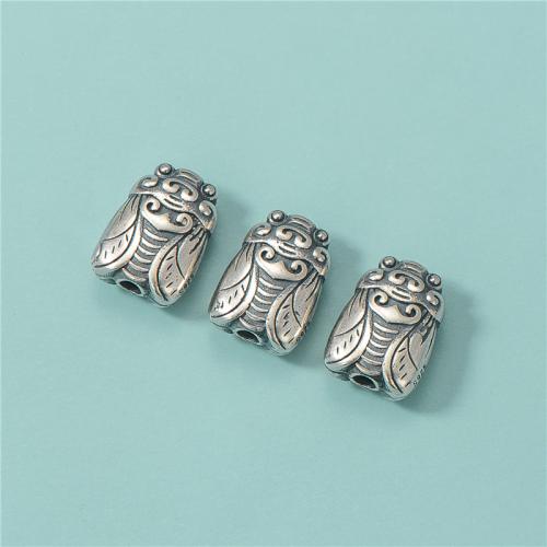 925 Sterling Silver Beads, Cicada, vintage & DIY, 9.50x13.60mm, Hole:Approx 2.3mm, Sold By PC