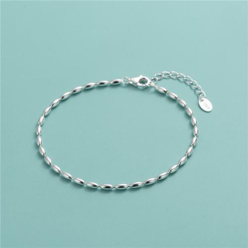 925 Sterling Silver Bracelet, with 1.2inch extender chain, fashion jewelry & for woman, silver color, Length:Approx 6.3 Inch, Sold By PC