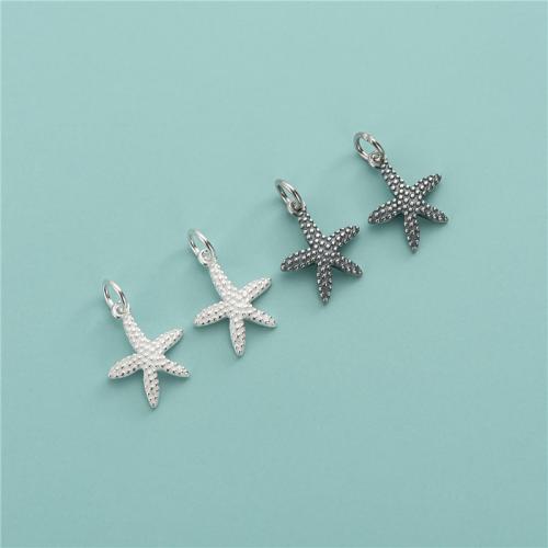 925 Sterling Silver Pendant, Starfish, DIY, more colors for choice, 13.30x17.70mm, Hole:Approx 3.7mm, Sold By PC