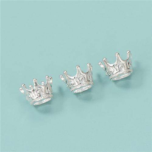 925 Sterling Silver Beads, Crown, polished, DIY, silver color, 10.50x7.50mm, Hole:Approx 5.5mm, Sold By PC