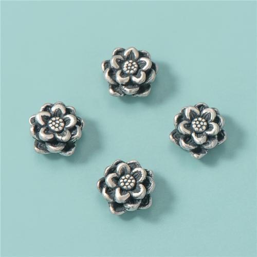 Perles en argent sterling 925, Lotus, Vintage & DIY, 12x6.80mm, Trou:Environ 2mm, Vendu par PC