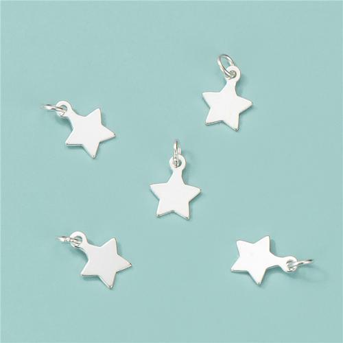 925 Sterling Silver Pendant, Star, polished, DIY, silver color, 6.40x8.10mm, Hole:Approx 2.2mm, Sold By PC