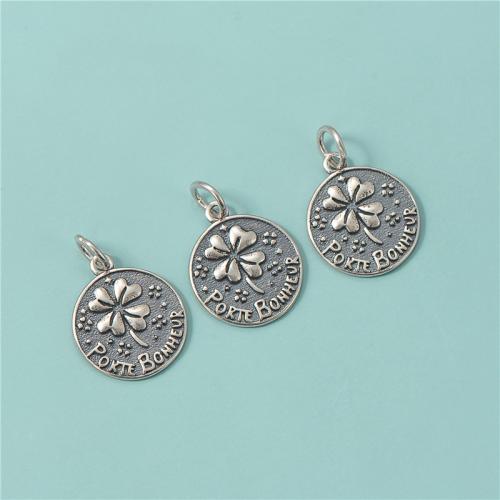 925 Sterling Silver Pendant, Flat Round, vintage & DIY, 14x17mm, Hole:Approx 4mm, Sold By PC
