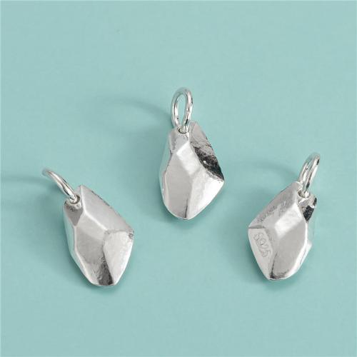925 Sterling Silver Pendant, Nuggets, DIY & faceted, silver color, 7.70x12.60mm, Hole:Approx 3.8mm, Sold By PC