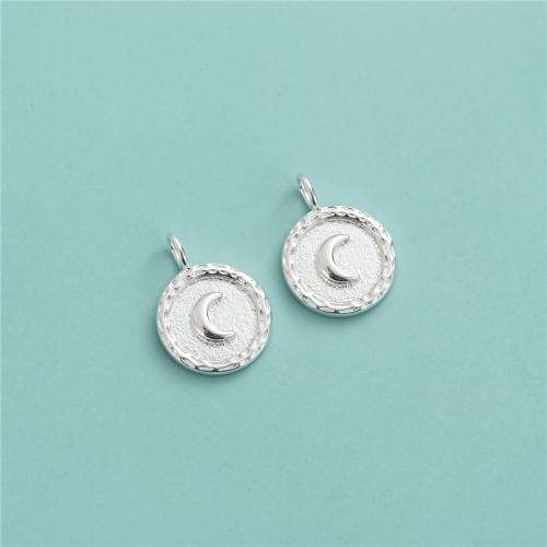 925 Sterling Silver Pendant, Flat Round, DIY, silver color, 11.80mm, Hole:Approx 2.3mm, Sold By PC