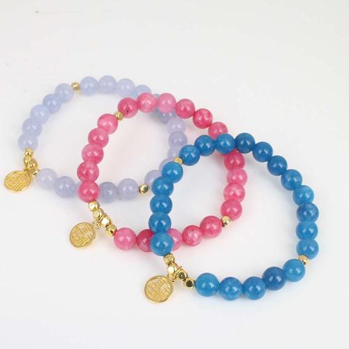 Gemstone Bracelets with Zinc Alloy gold color plated fashion jewelry & Unisex Length Approx 18-19 cm Sold By PC