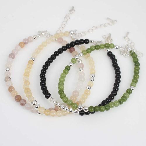 Gemstone Bracelets with Iron & Zinc Alloy silver color plated fashion jewelry & Unisex Length Approx 18-19 cm Sold By PC