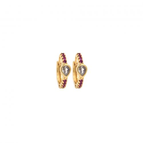 مكعب زركونيا مايكرو تمهيد حلق نحاس, النحاس, 18K الذهب مطلي, مجوهرات الموضة & الصغرى تمهيد زركون & للمرأة, المزيد من الألوان للاختيار, النيكل والرصاص والكادميوم الحرة, 13x14x4mm, تباع بواسطة زوج
