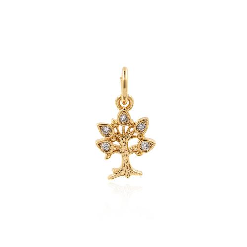 Cubic Zirconia Micro Pave Brass Pendant Tree plated fashion jewelry & DIY & micro pave cubic zirconia nickel lead & cadmium free Sold By PC